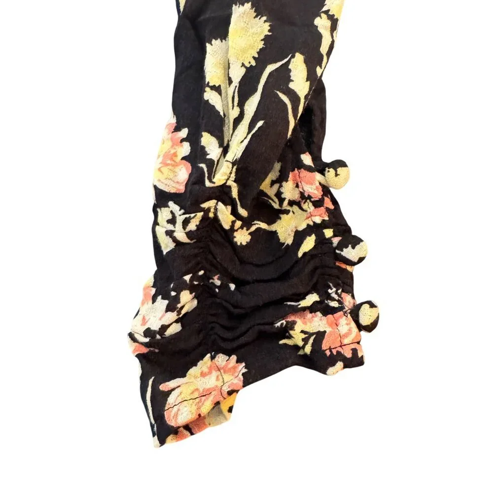 Free People Hilary Print Puff Sleeves Cropped Black Blouse Top, Size S NWOT - Picture 4 of 10